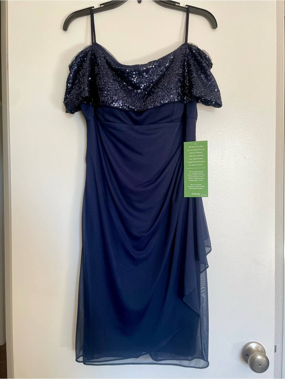 DJ JAZ Navy Sequin Ruffle Cocktail Dress 12